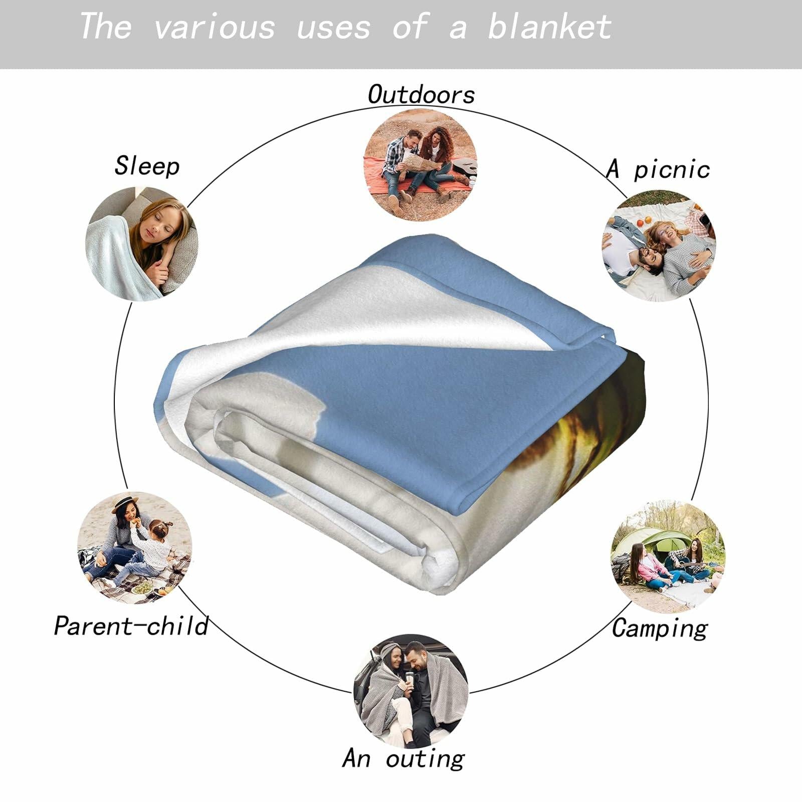 MIEPOS Blue Eagle Throw Blanket 50x60 Soft Lightweight Flannel Bird Decor