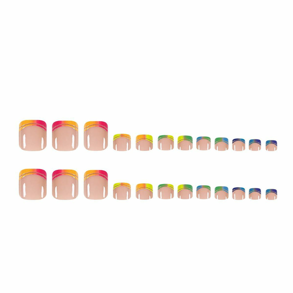 AZTSYT 24Pcs French Tip Toe Nail Press Ons Pink Short Square Acrylic