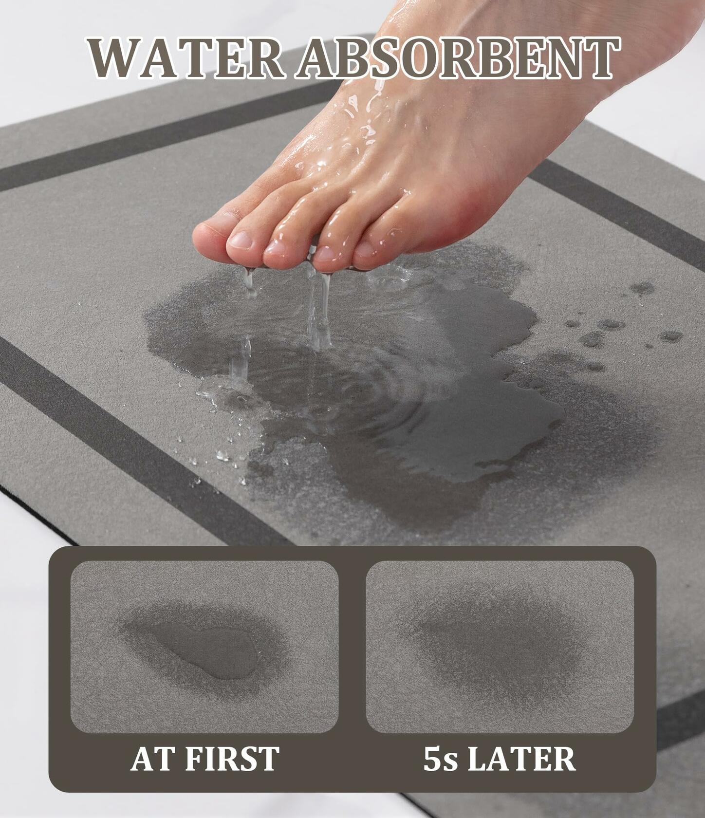 chakme Bathroom Mat Rug Non Slip Quick Dry Ultra Thin 24x16 Grey