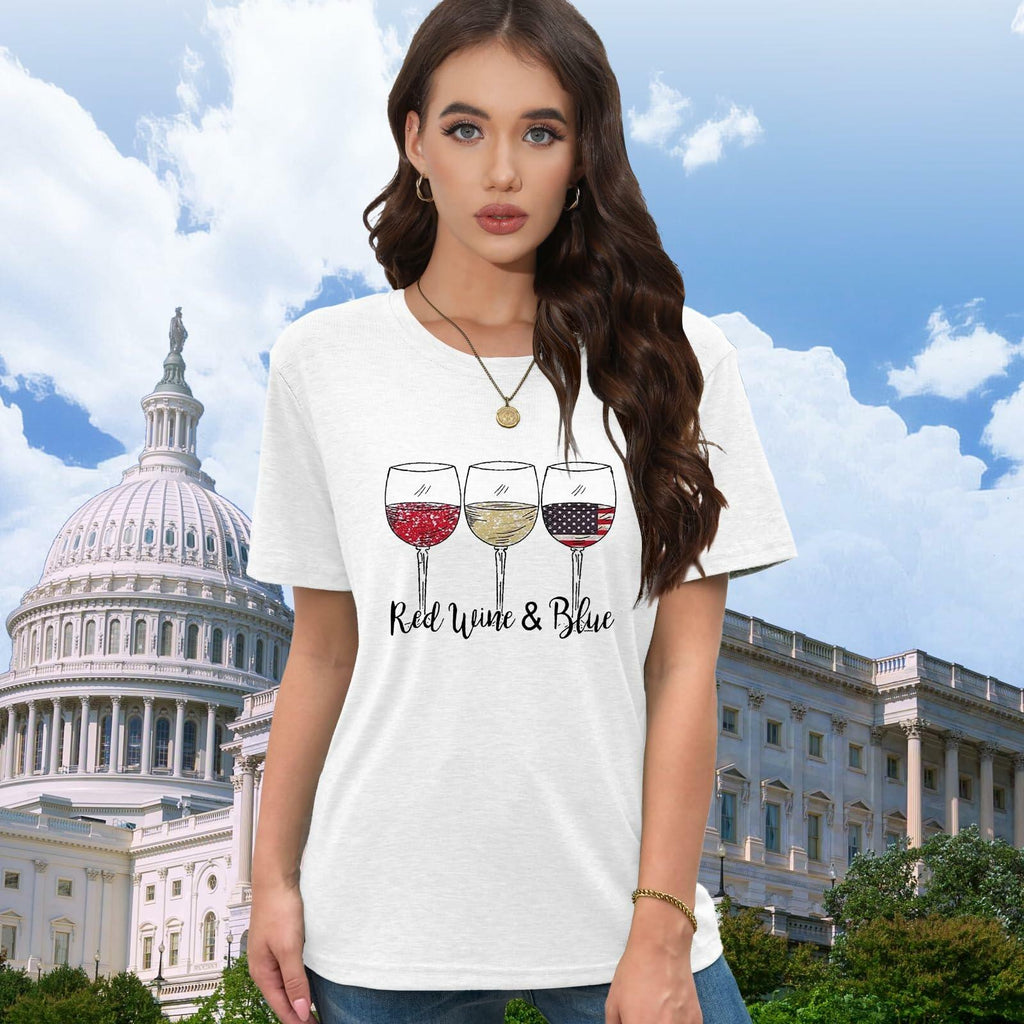 EUOW Women’s American Flag Patriotic T-Shirt 4th of July USA Tee 2XL
