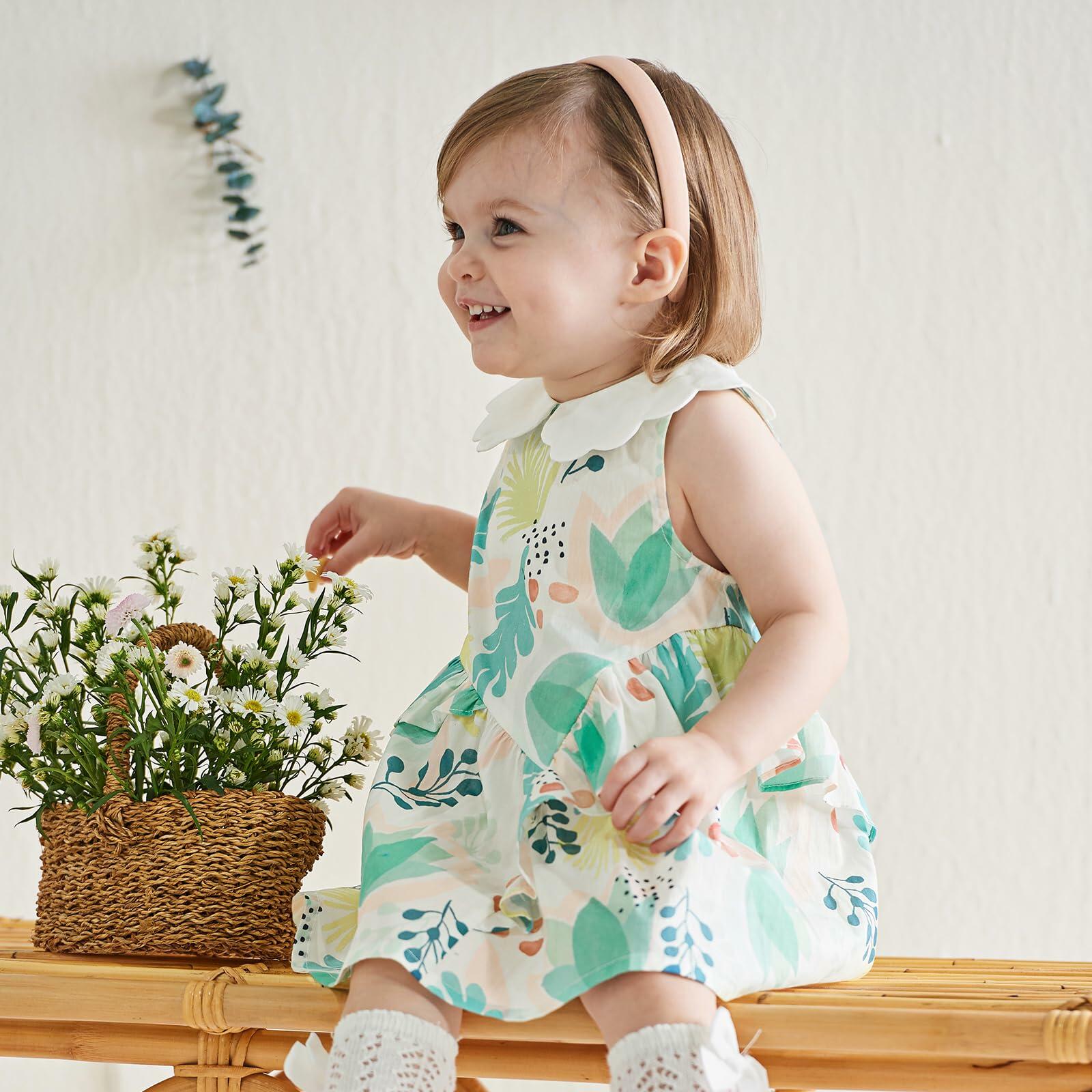 DAVE & BELLA Toddler Girls Boho Dress Sleeveless Floral Summer Sundress