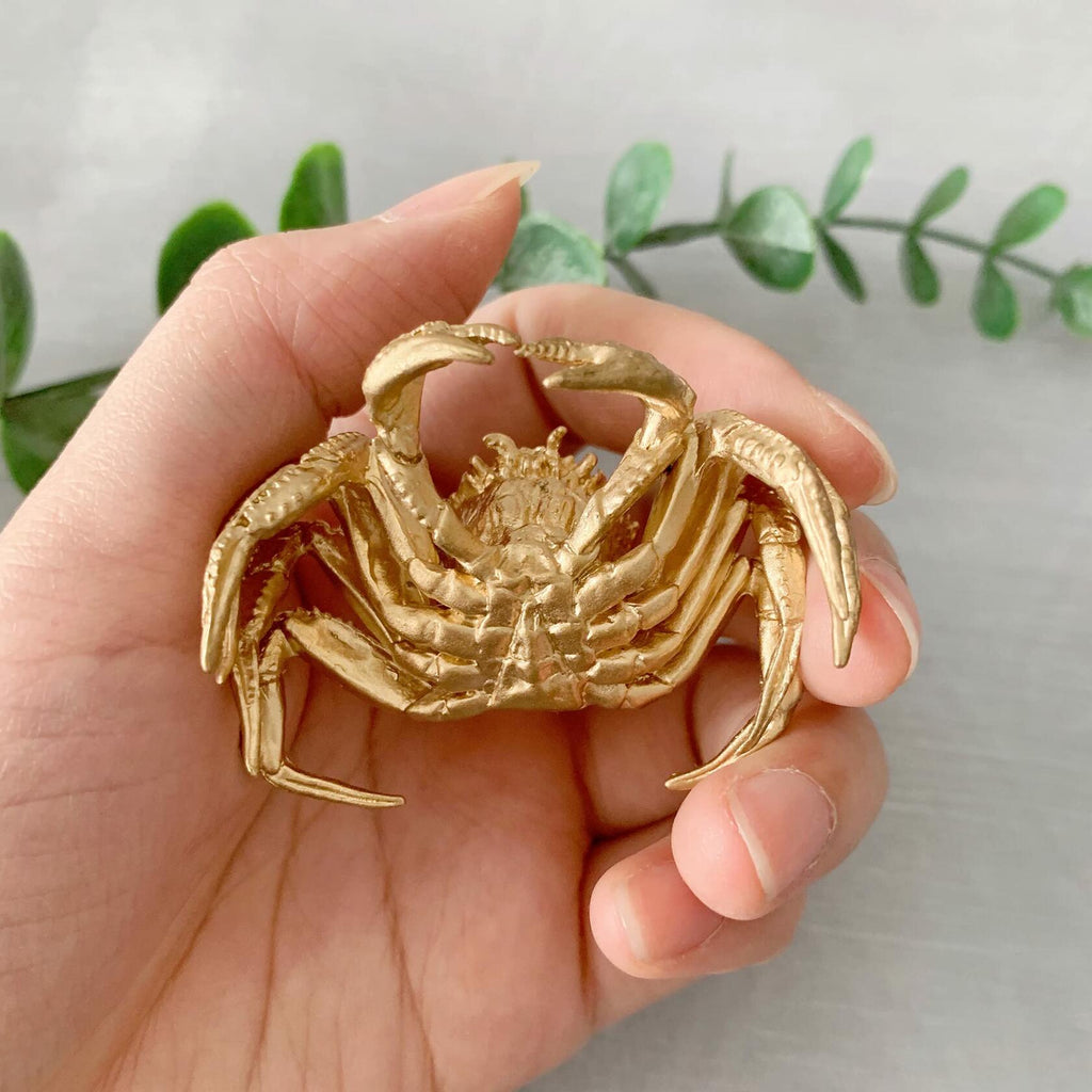 Tricune Gold Crab Sculpture Solid Metal Mini Figurine Home Office Garden Decor