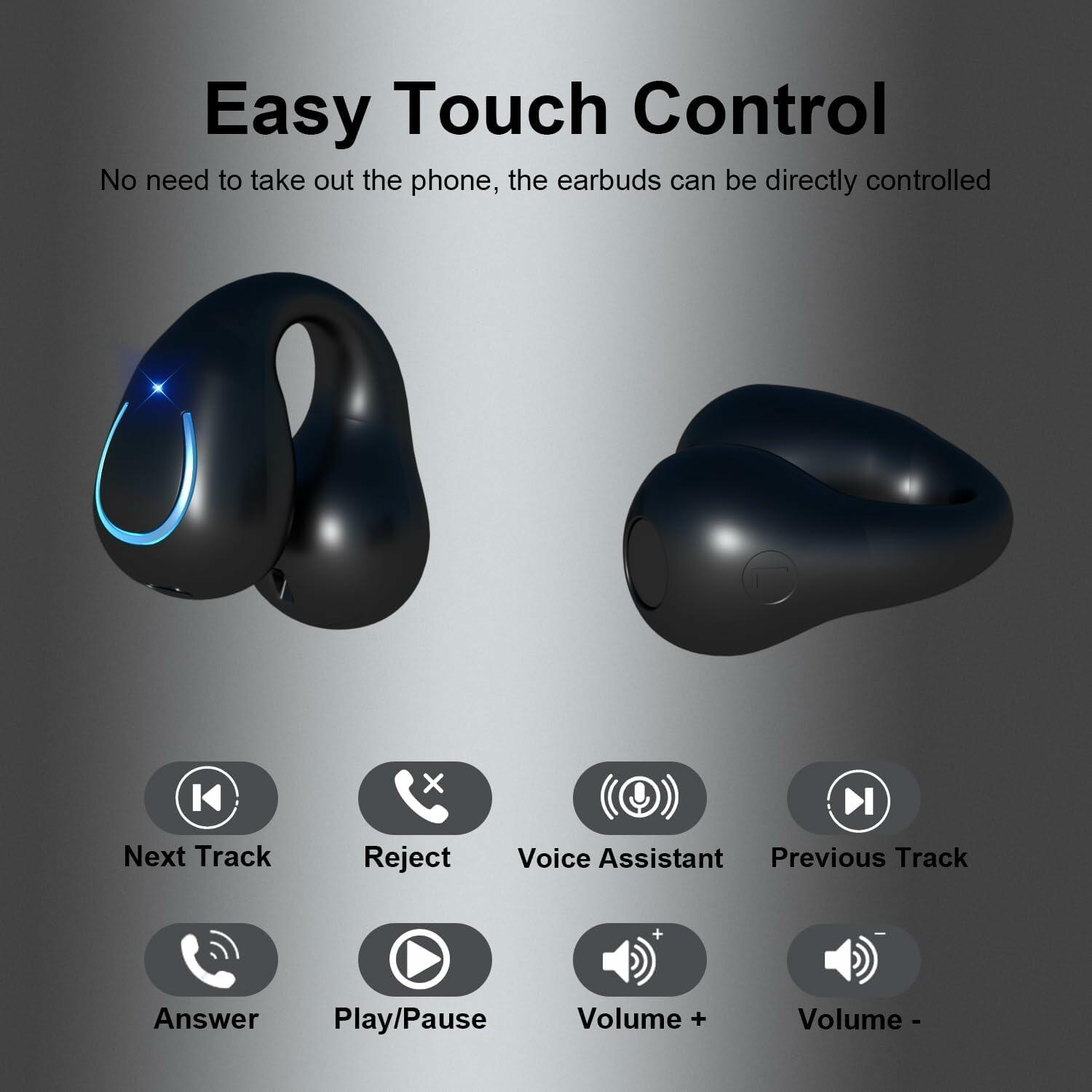 Wireless Bluetooth Bone Conduction Headphones 60H LED Display Waterproof