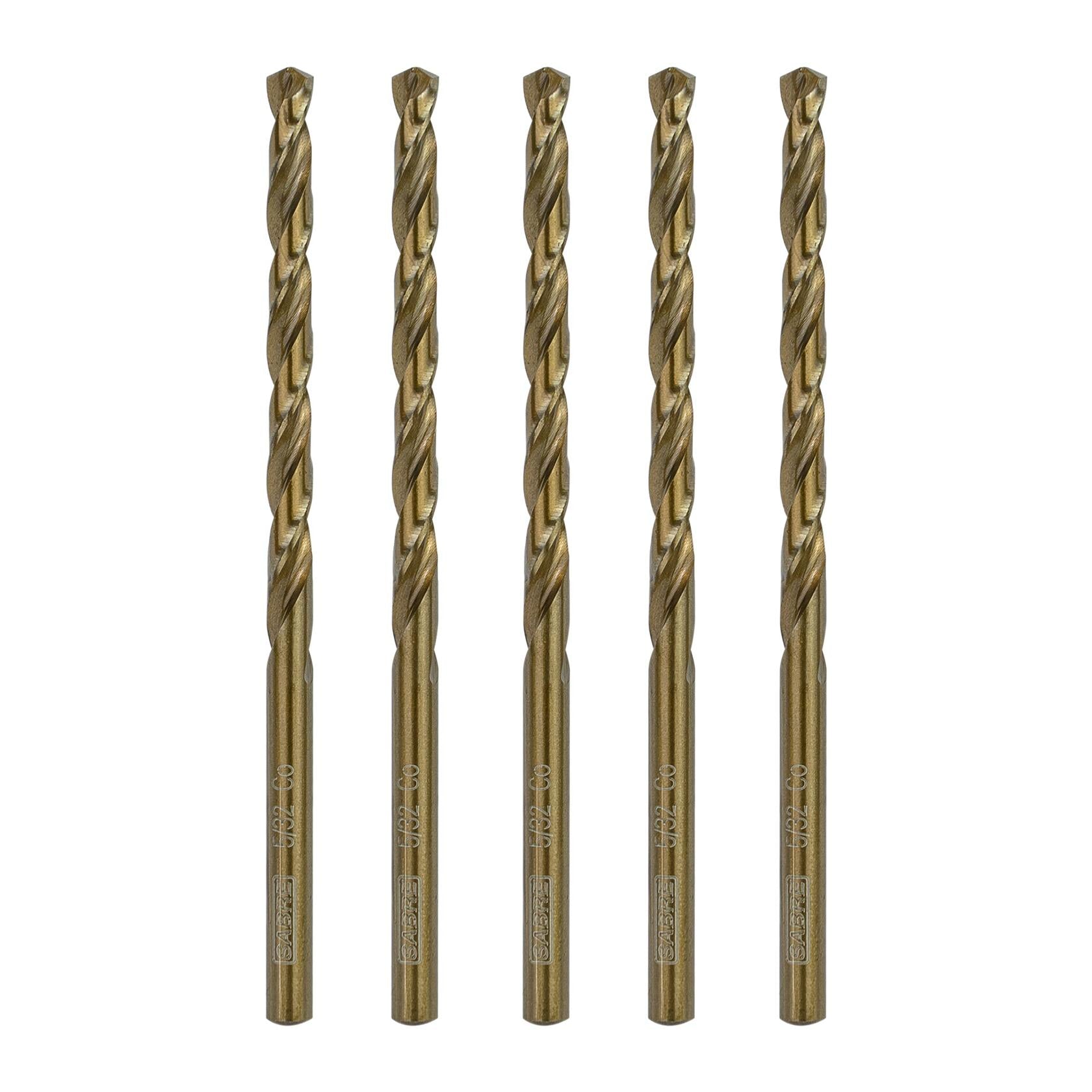 Sabre Tools 5/32” Cobalt Drill Bit Set 5pcs M35 Split Point Steel Metal Cast
