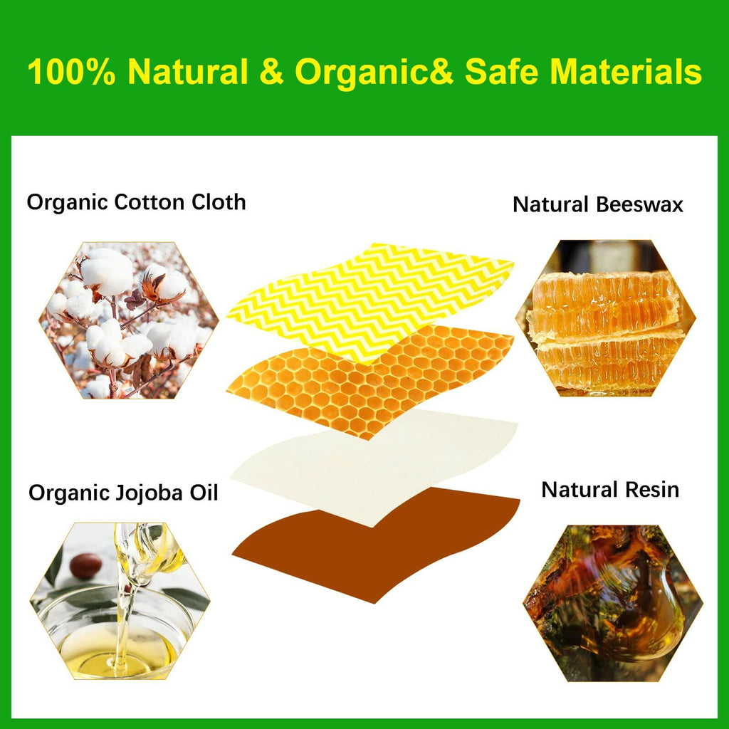 Beeswax Food Wraps 9-Pack Reusable Sustainable Alternative to Plastic