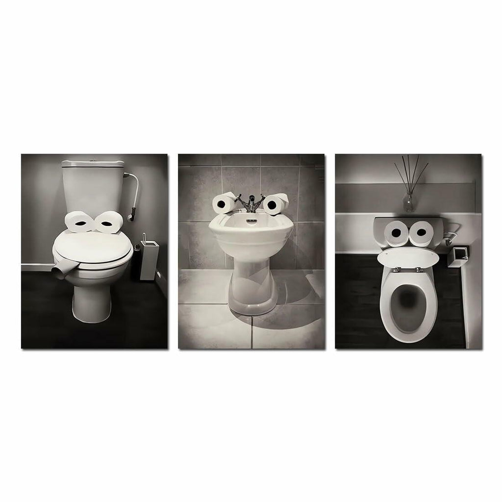 AIOCDIT Funny Dog Bathroom Wall Art Canvas Prints Set of 4 8x10 Unframed