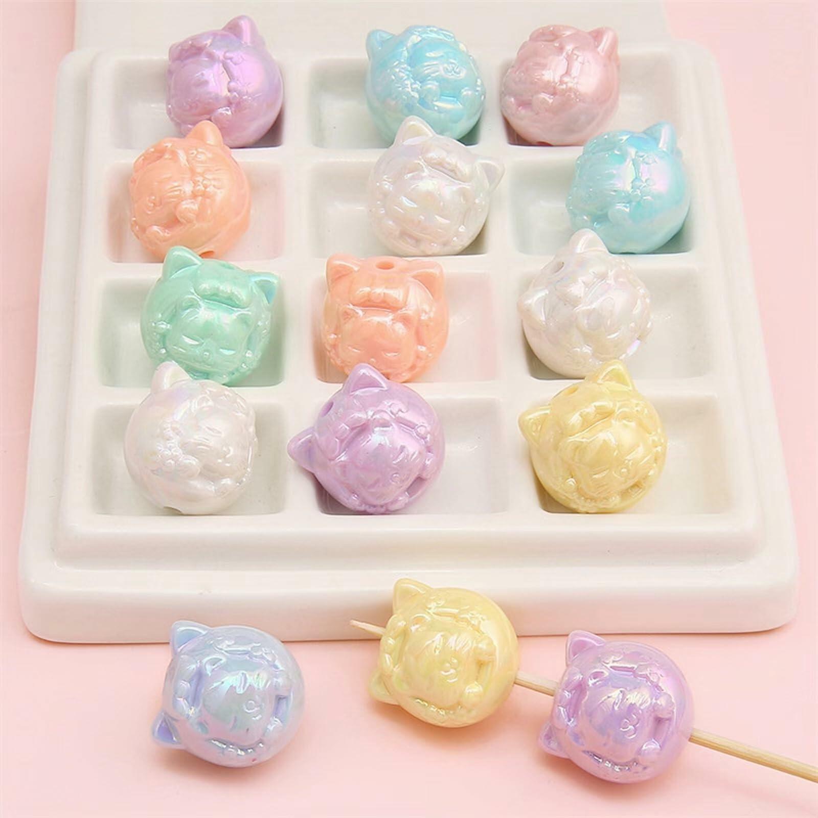 18Pcs Cute Beads for Pens (Acrylic, Mixed Color, Dragon Head Cat) - DIY