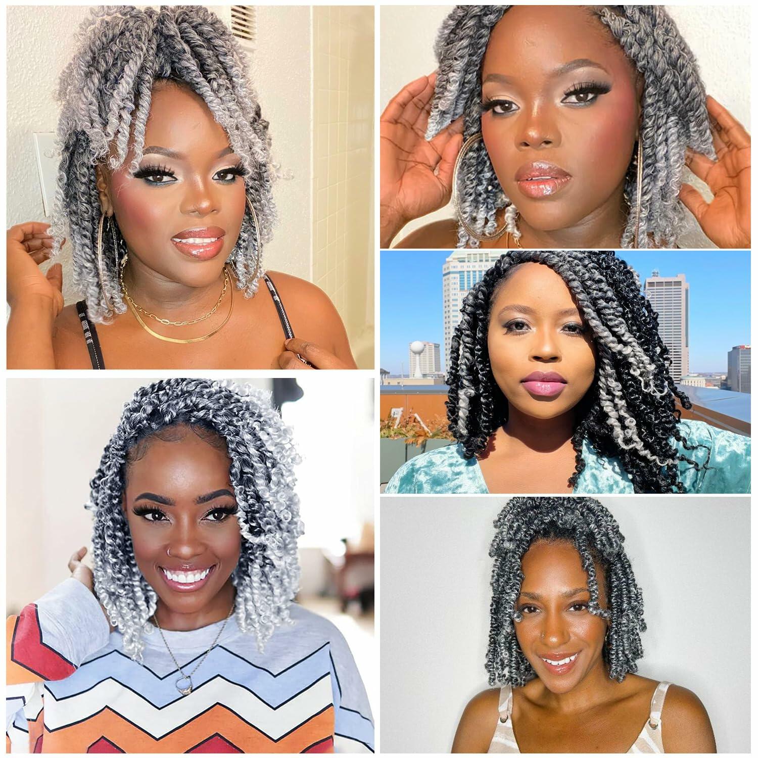 SUN LOCS 6 Inch Passion Twist Crochet Hair 8 Packs Pre-twisted 1B#