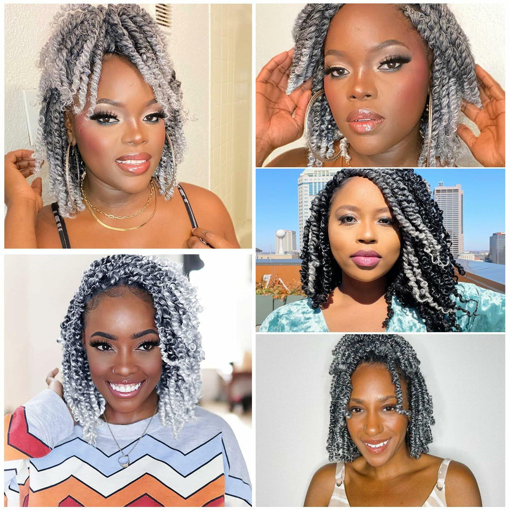 SUN LOCS 6 Inch Passion Twist Crochet Hair 8 Packs Pre-twisted 1B#