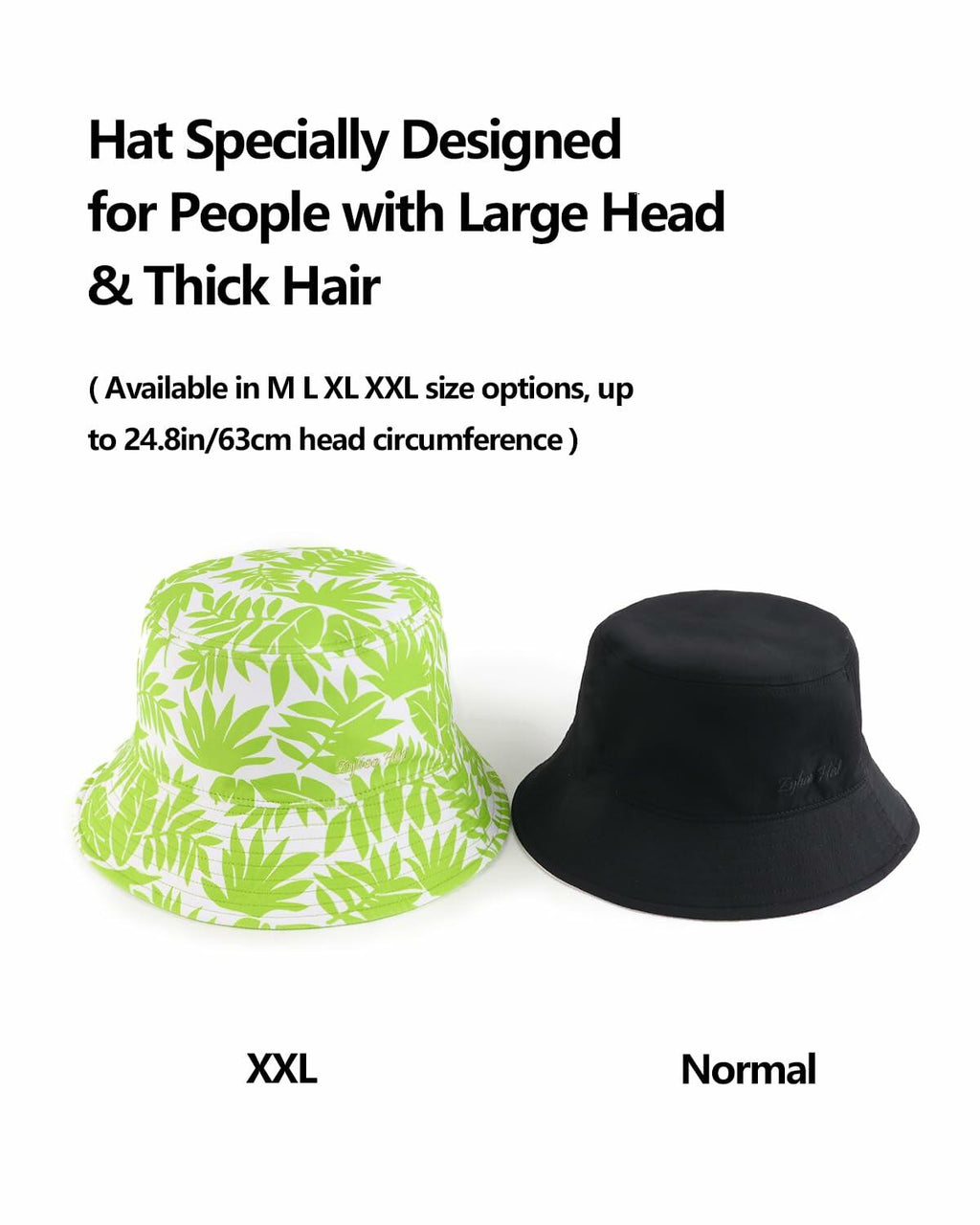 Zylioo Reversible Extra Large Bucket Hat Sun Protection Solid Color Size L-XL