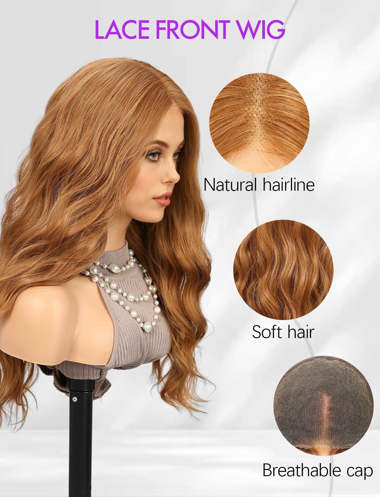 Getshow Ombre Ash Blonde Long Curly Lace Wig Dark Roots Side Part