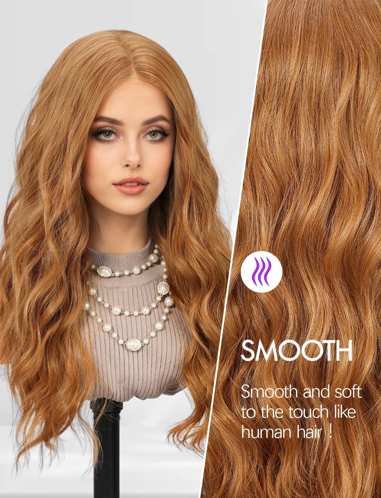 Getshow Ombre Ash Blonde Long Curly Lace Wig Dark Roots Side Part