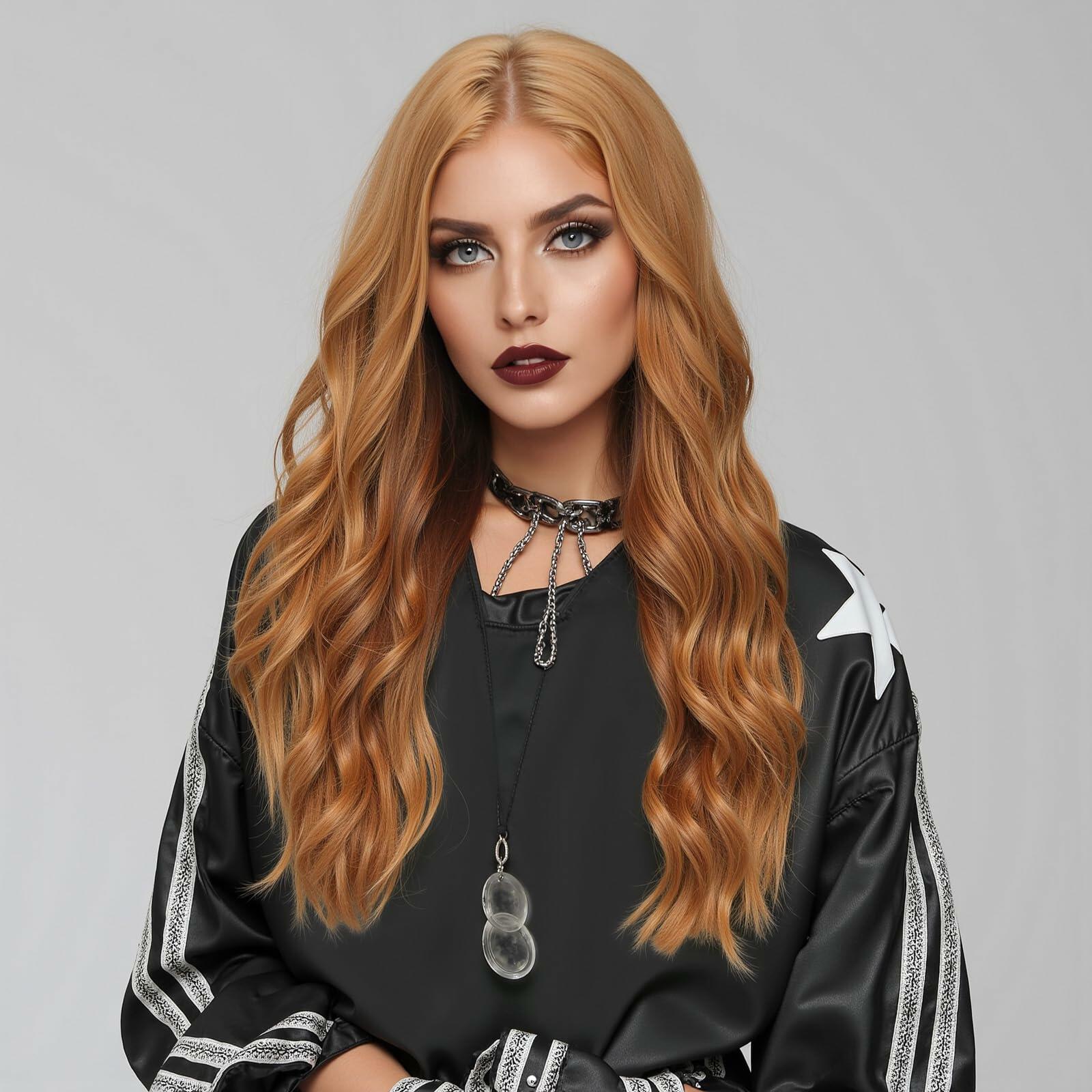 Getshow Ombre Ash Blonde Long Curly Lace Wig Dark Roots Side Part