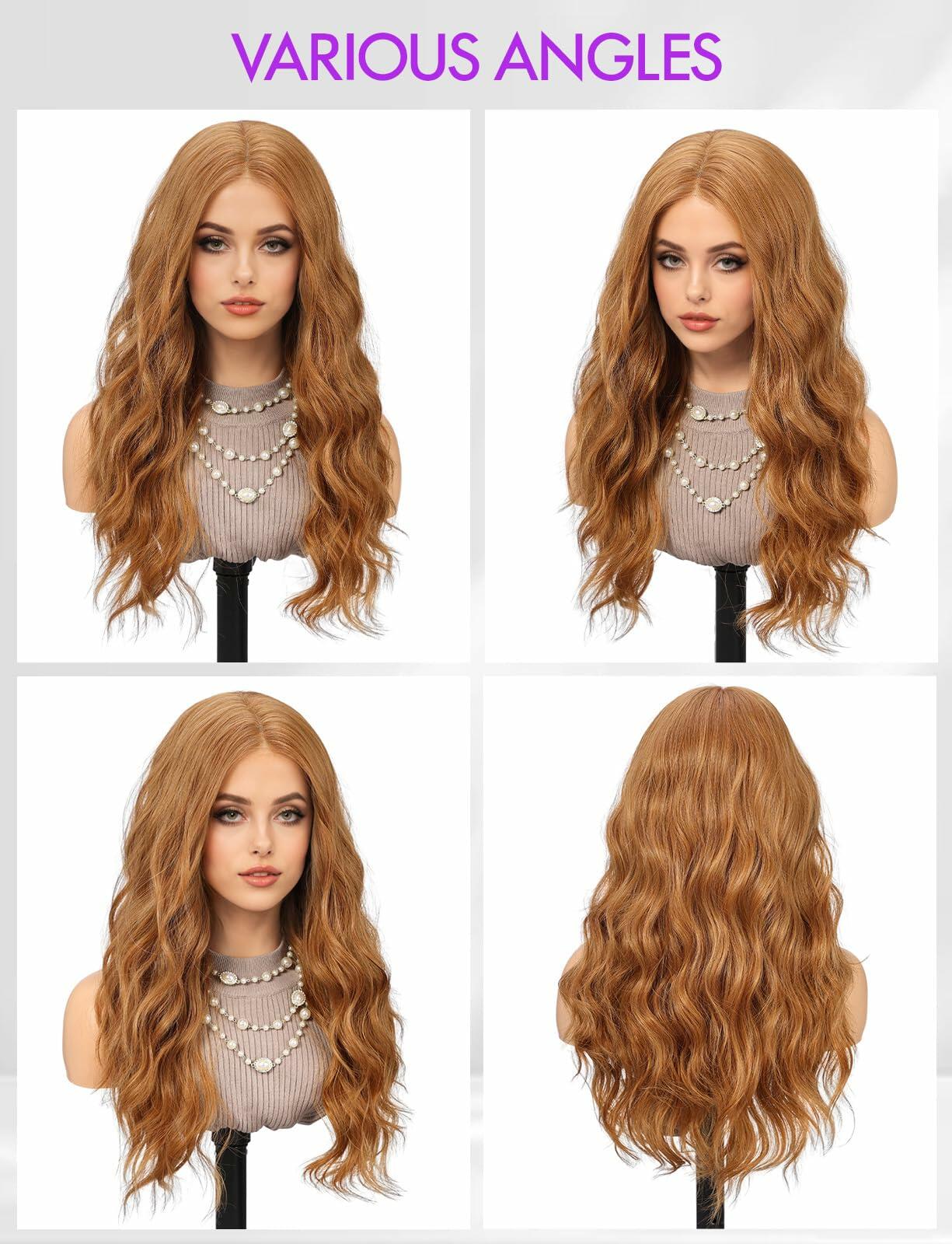 Getshow Ombre Ash Blonde Long Curly Lace Wig Dark Roots Side Part