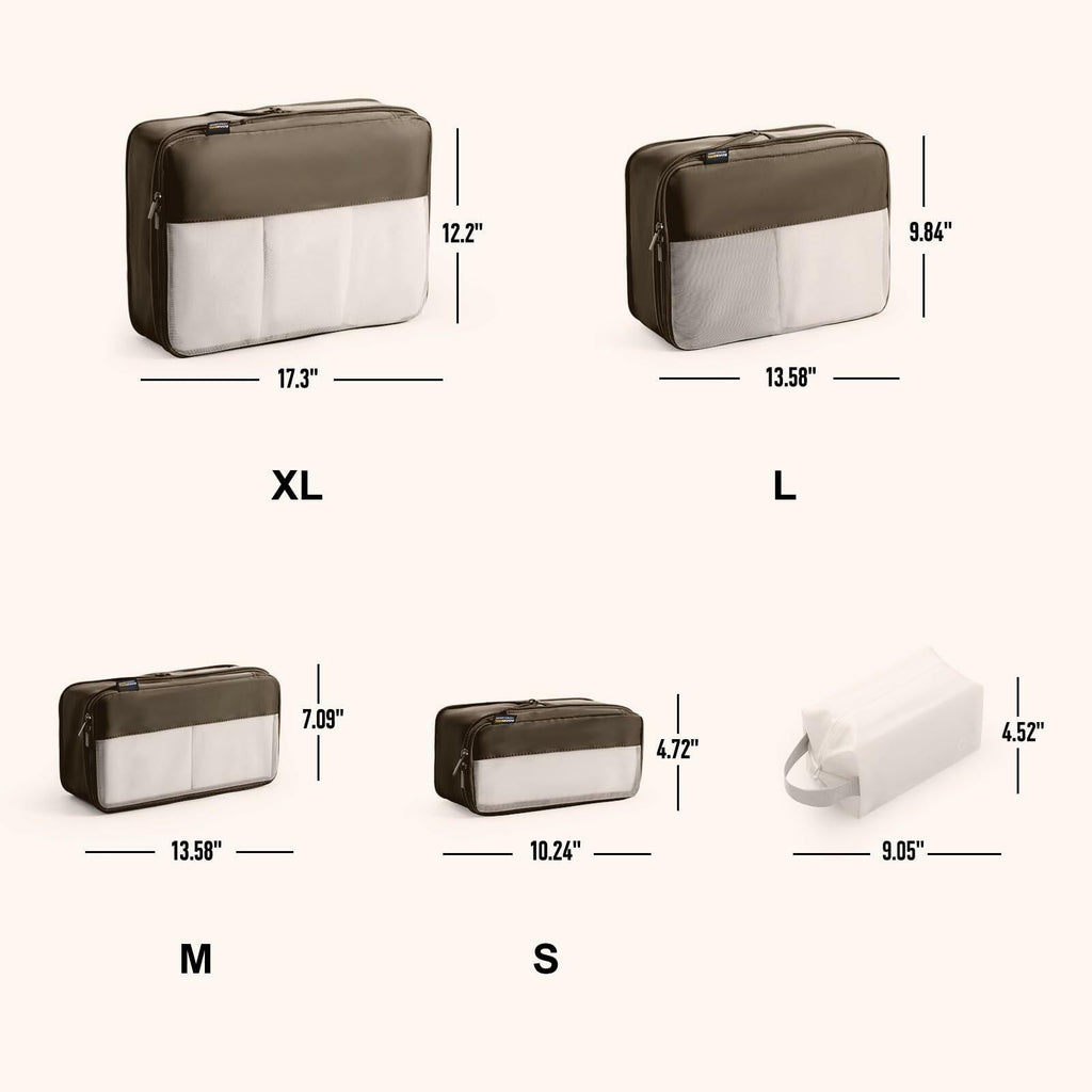 SOARSAIL Compression Packing Cubes 6 Pack Travel Organizer Charcoal Gray