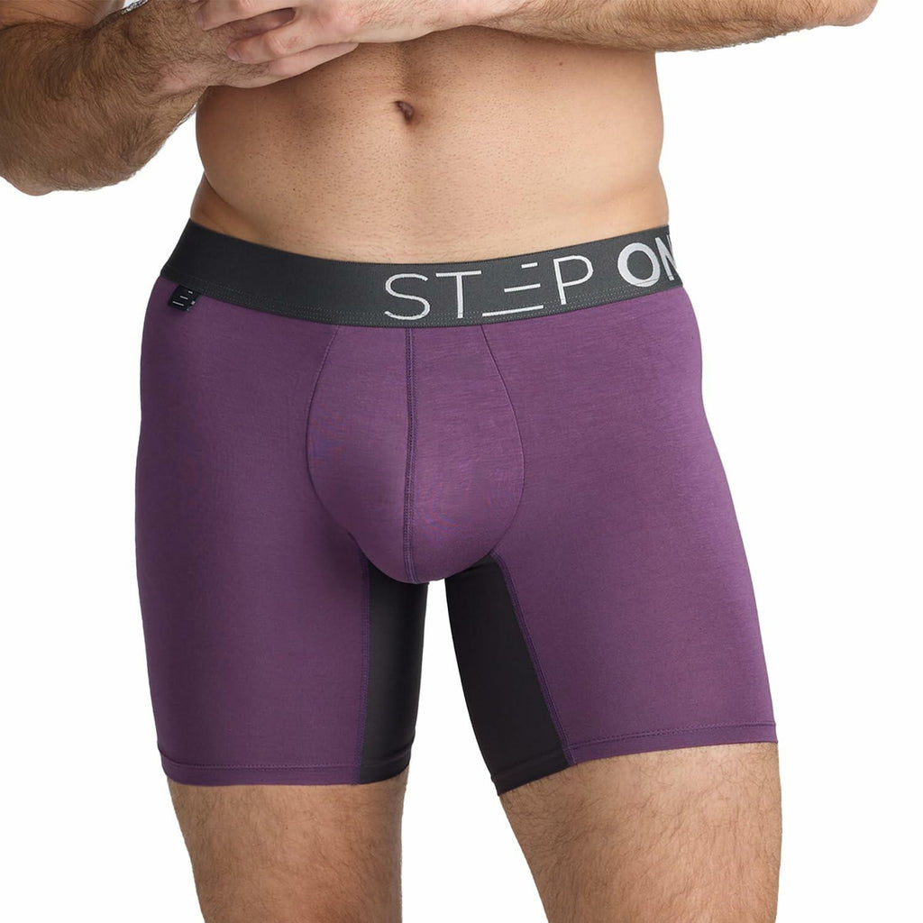 STEP ONE Mens Boxer Shorts Anti Chafing 3D Pouch Moisture Wicking Purple 5XL