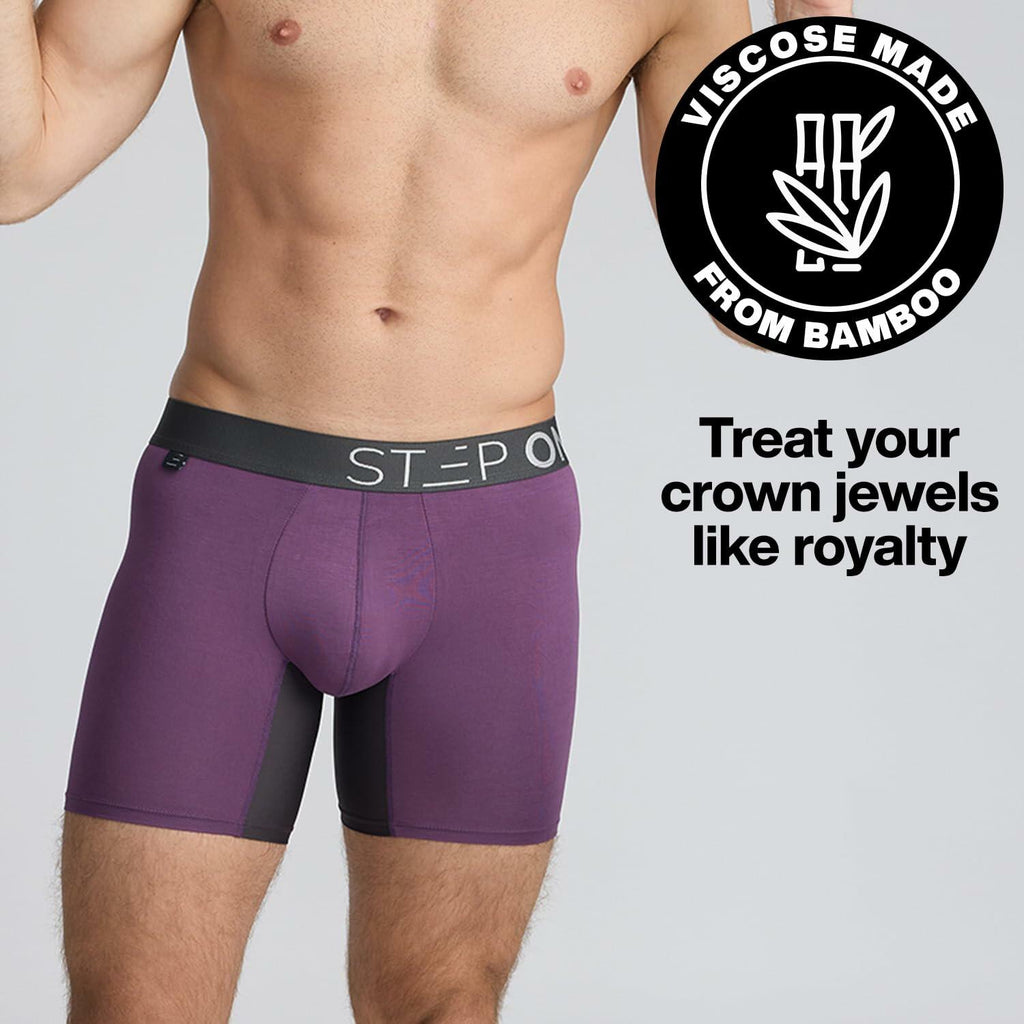 STEP ONE Mens Boxer Shorts Anti Chafing 3D Pouch Moisture Wicking Purple 5XL