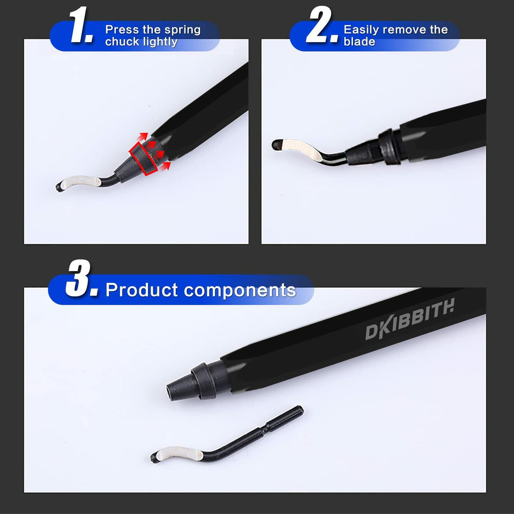 DKIBBITH Deburring Tool Set 11pcs HSS Rotary Burr Blades Black Handle