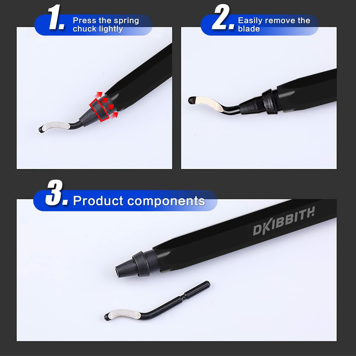 DKIBBITH Deburring Tool Set 11pcs HSS Rotary Burr Blades Black Handle