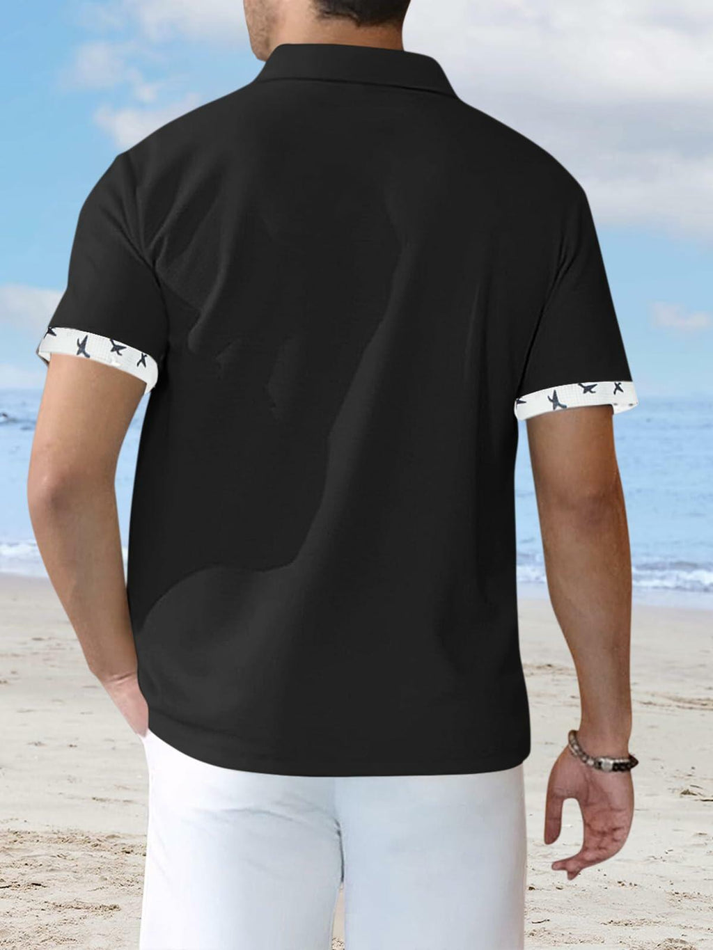 TRFIC Men's Casual Short Sleeve Button Down Shirt Black