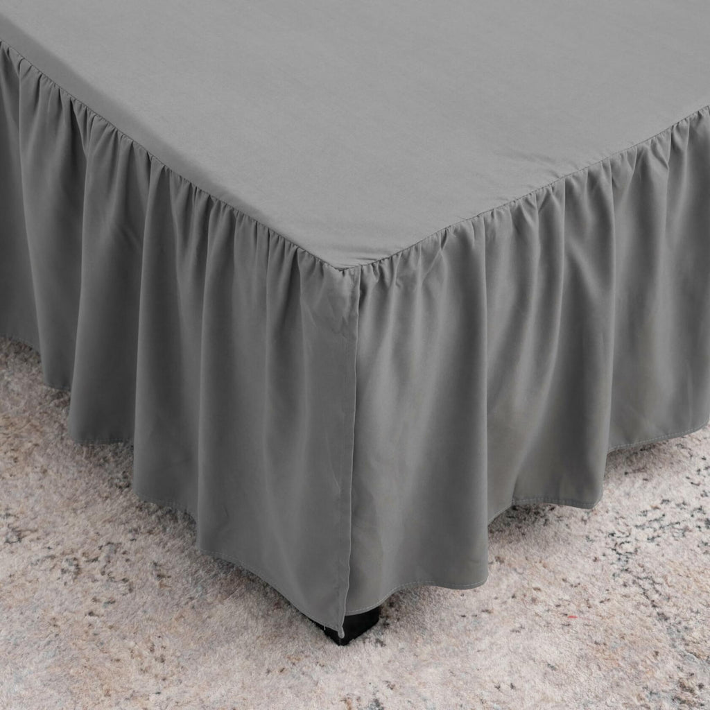 TSUTOMI Grey Full Size Ruffled Bed Skirt 16 Inch Drop Split Corners Size Full