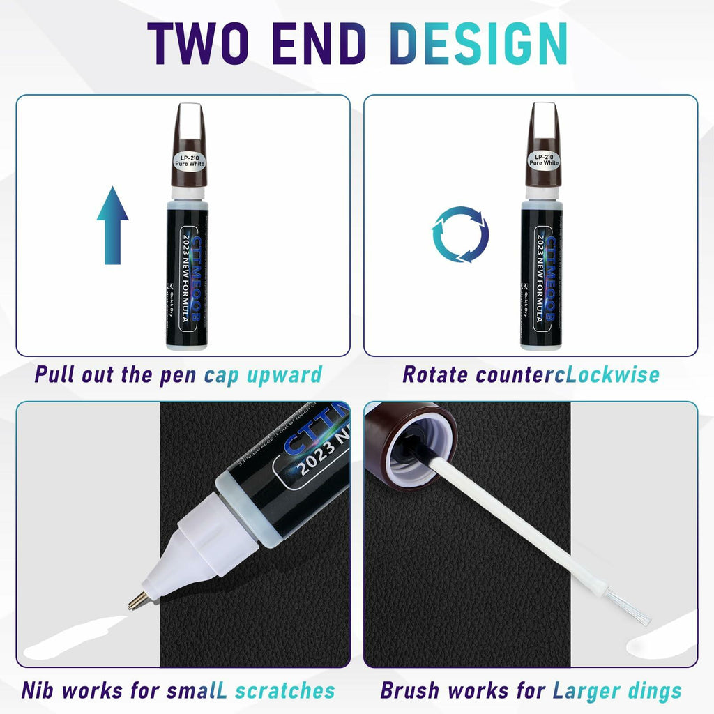 White Touch Up Paint Car Scratch Repair Pen 2-in-1 Quick & Easy 0.4 fl oz