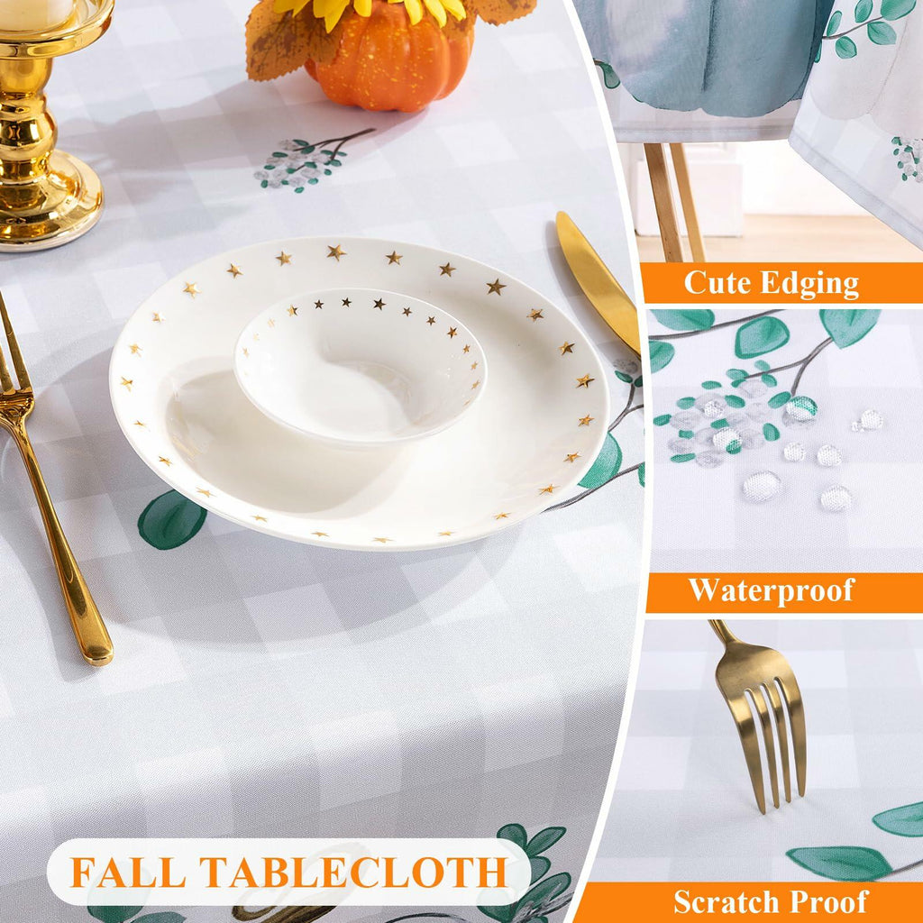 Vaukki Waterproof Fall Tablecloth Pumpkin 60x84 Inch Autumn Decor