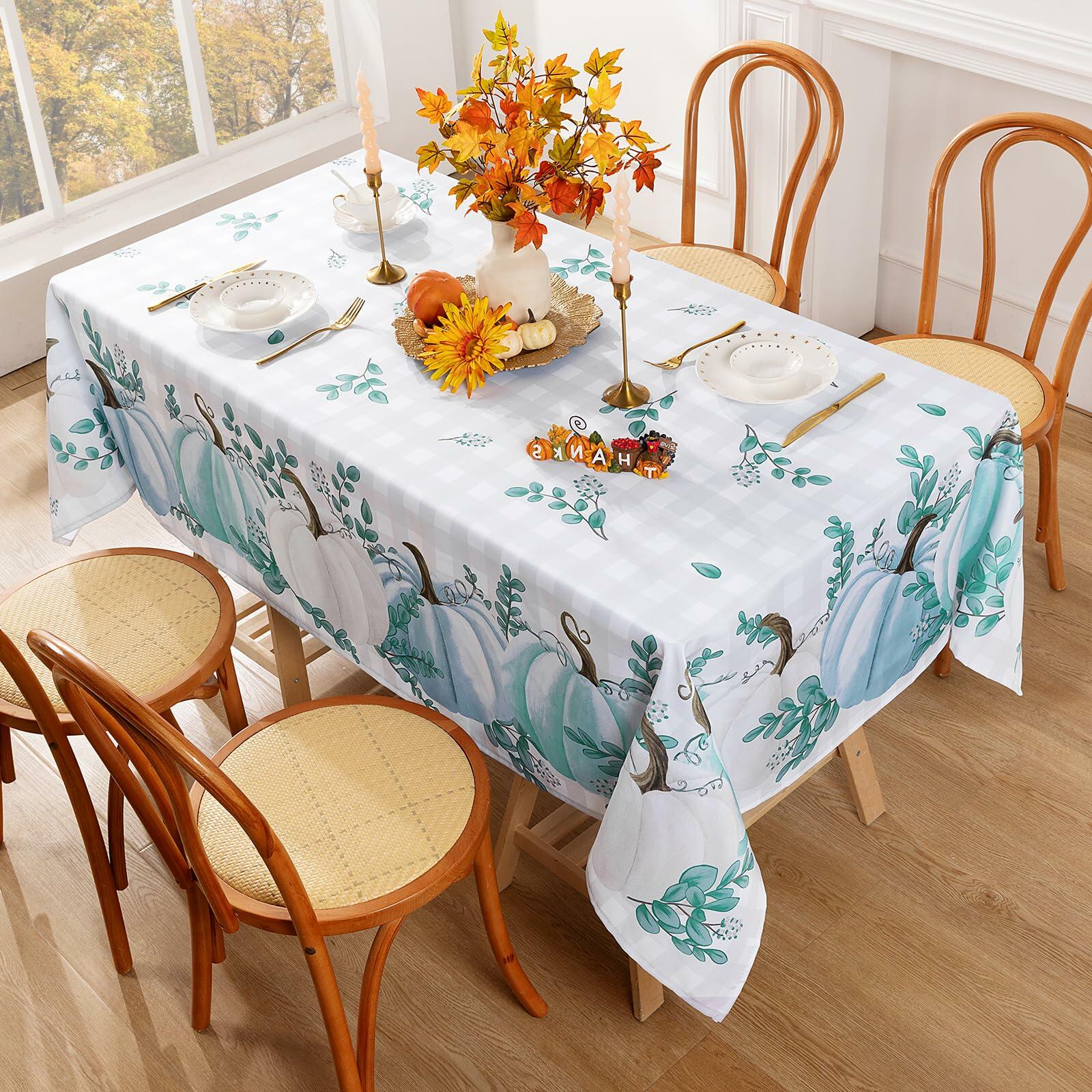Vaukki Waterproof Fall Tablecloth Pumpkin 60x84 Inch Autumn Decor
