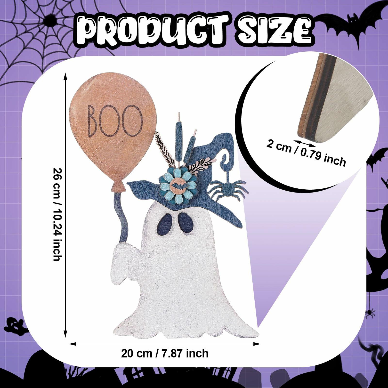 Yousoontic Wooden Halloween Ghost Witch Tabletop Centerpieces 10.63x7.87x0.79in