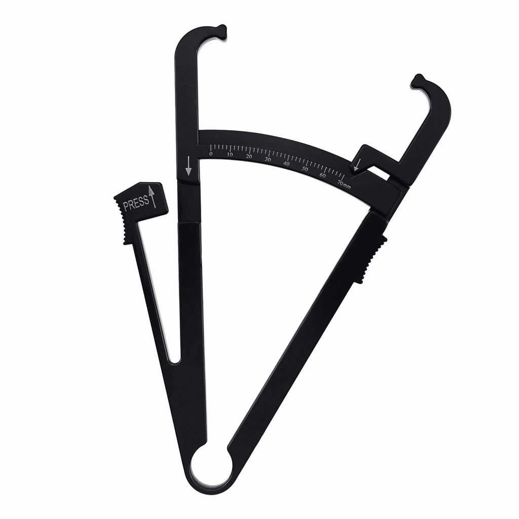 Quacc Body Fat Caliper with Slide Ruler & Body Fat Charts Black