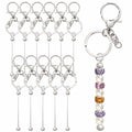 Rthjsfj 12Pcs Beadable Metal Keychain Bars for Beads DIY Craft Kit Silver