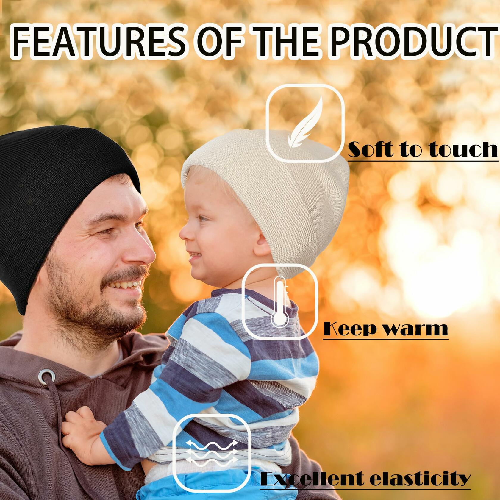 Zion Praiser 2PCS Family Beanie Hat Winter Knitted Warm Dark Gray