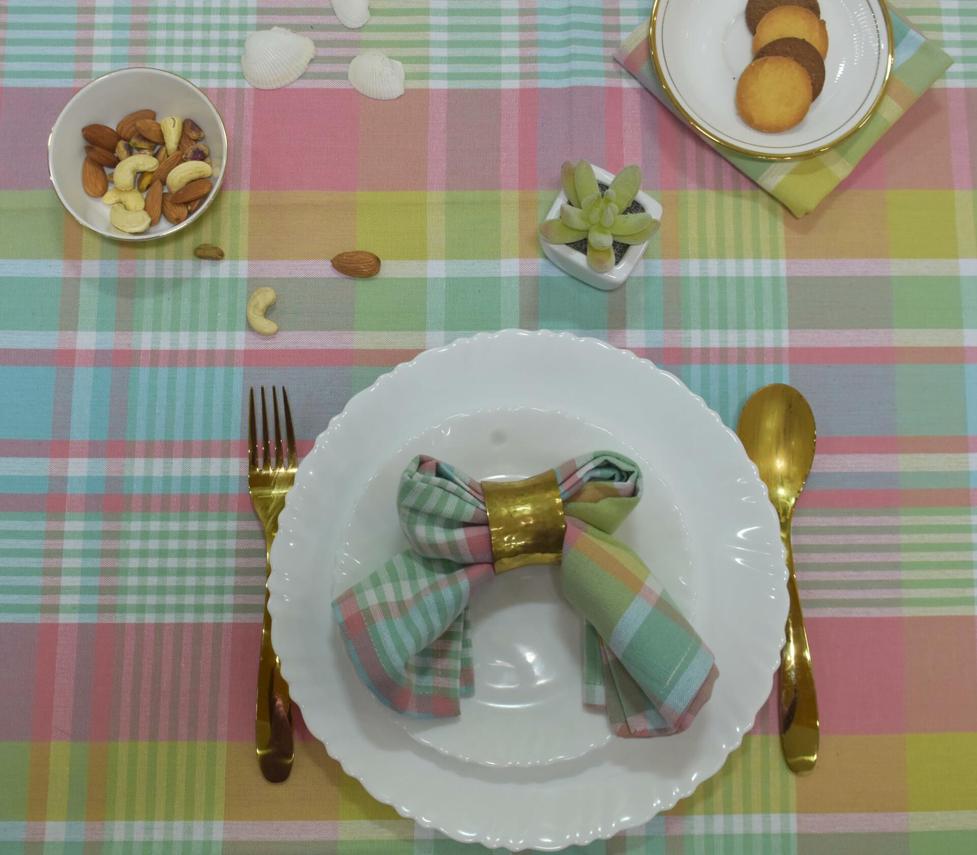 Yourtablecloth Cotton Plaid Checkered Tablecloth Spring Pastel 60x104