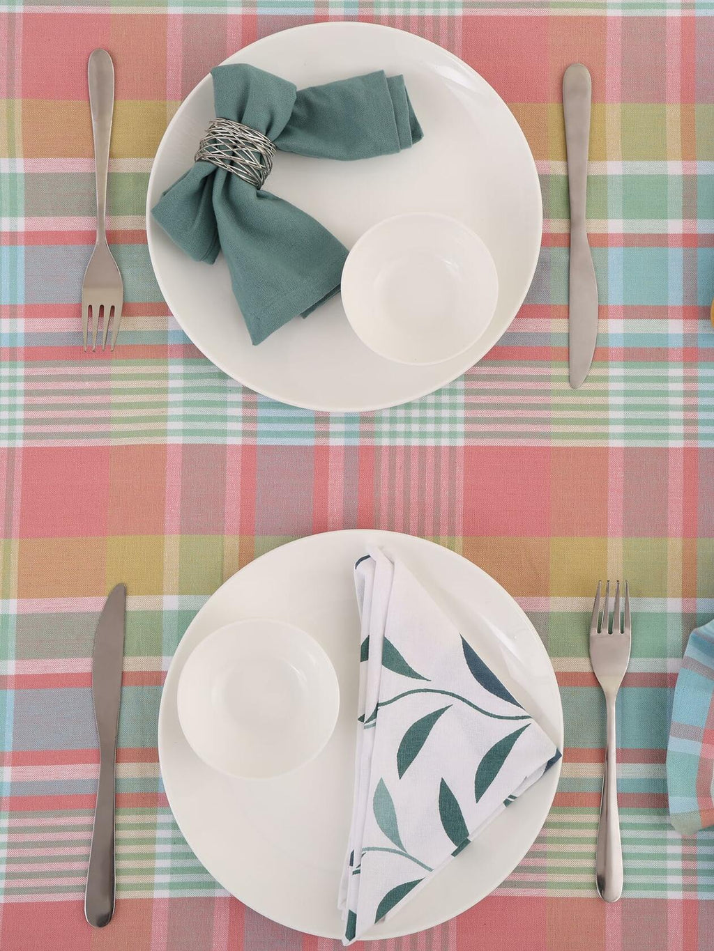 Yourtablecloth Cotton Plaid Checkered Tablecloth Spring Pastel 60x104