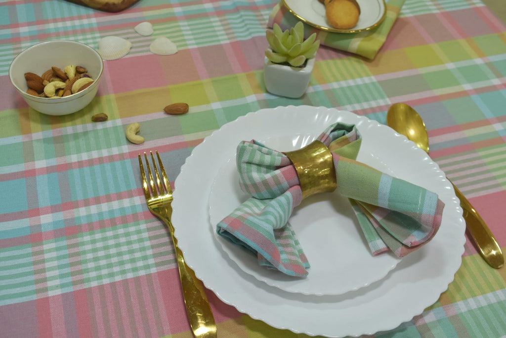 Yourtablecloth Cotton Plaid Checkered Tablecloth Spring Pastel 60x104