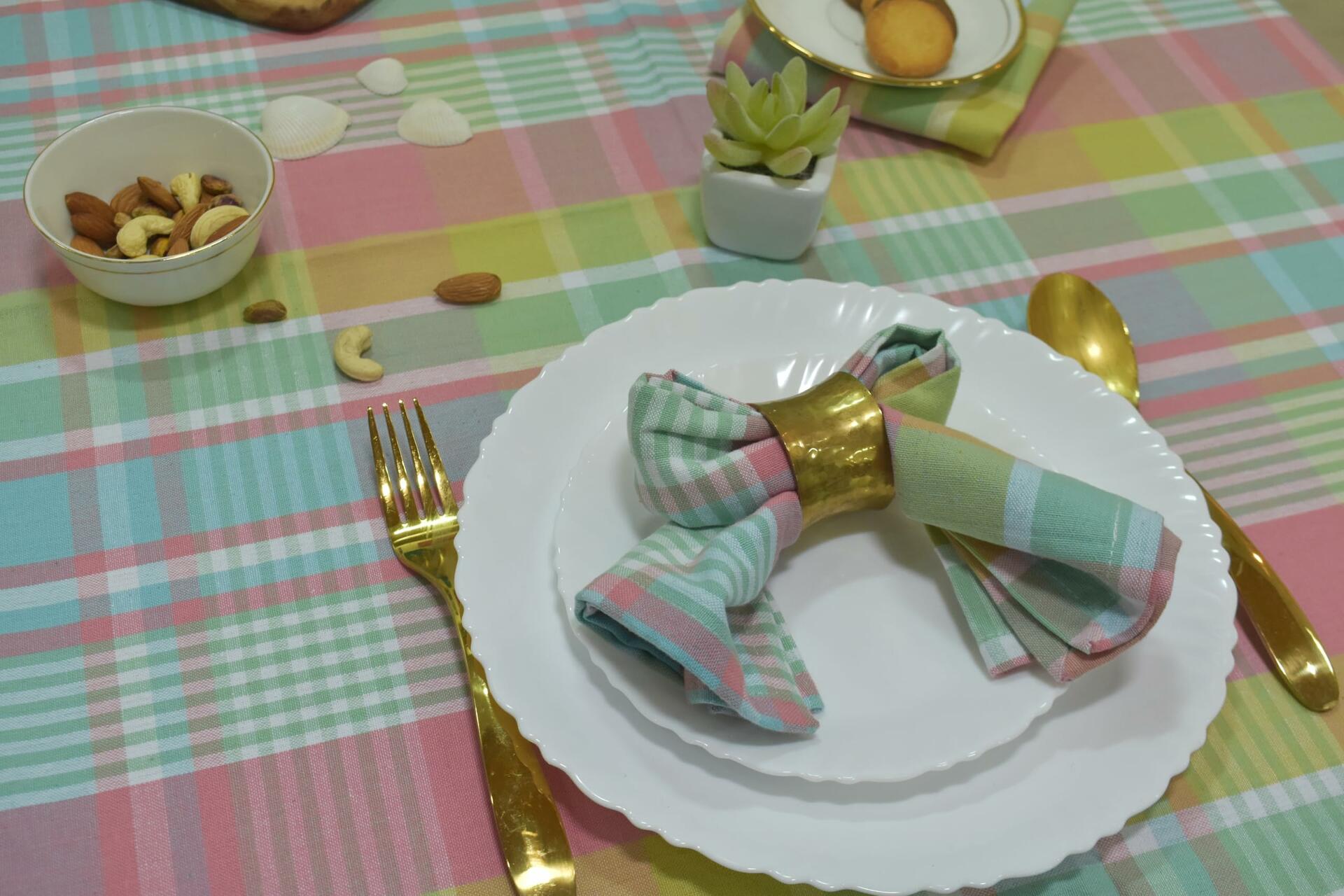 Yourtablecloth Cotton Plaid Checkered Tablecloth Spring Pastel 60x104