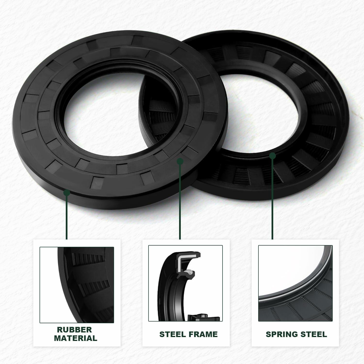 Yethuanru TC 14x26x7mm Brown Double Lip Oil Seal 2PCS Nitrile Rubber Spring