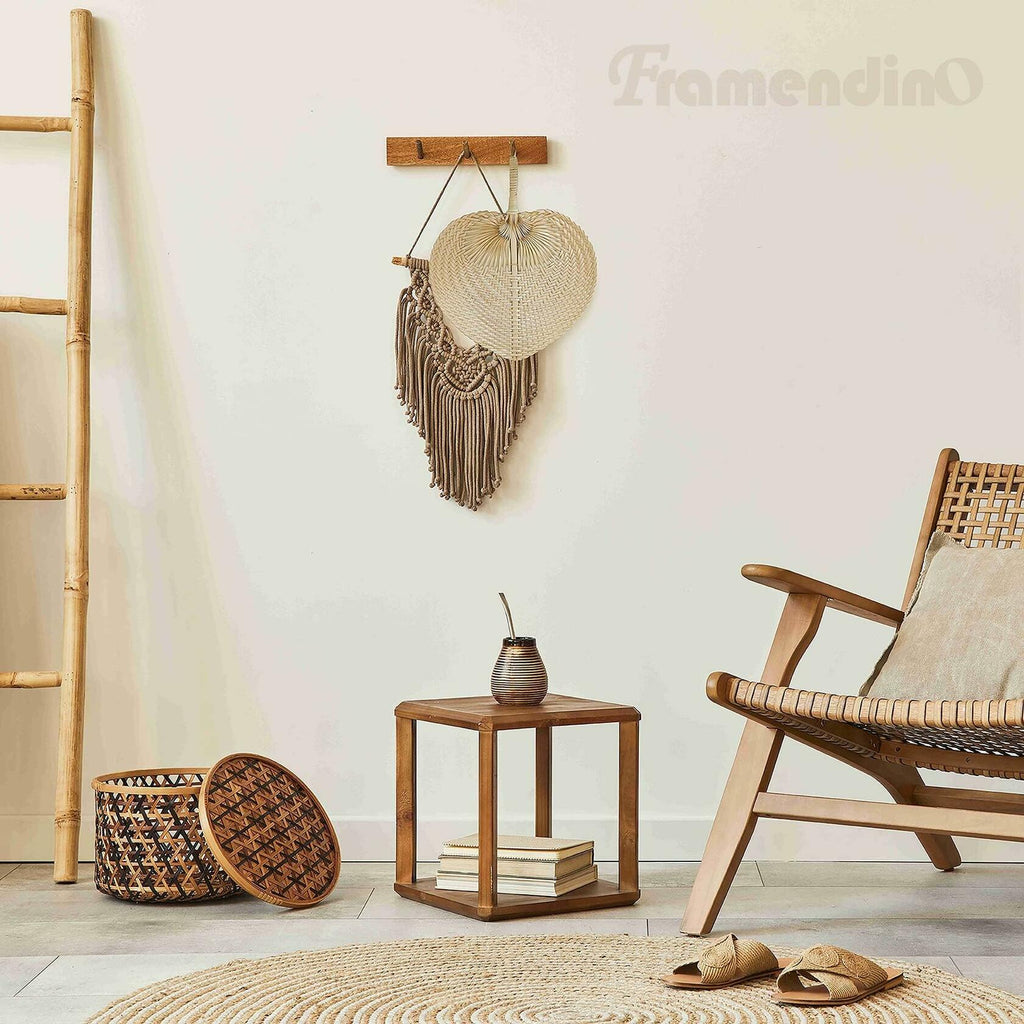 Framendino 2 Pack Natural Raffia Palm Leaf Bamboo Fans Handmade