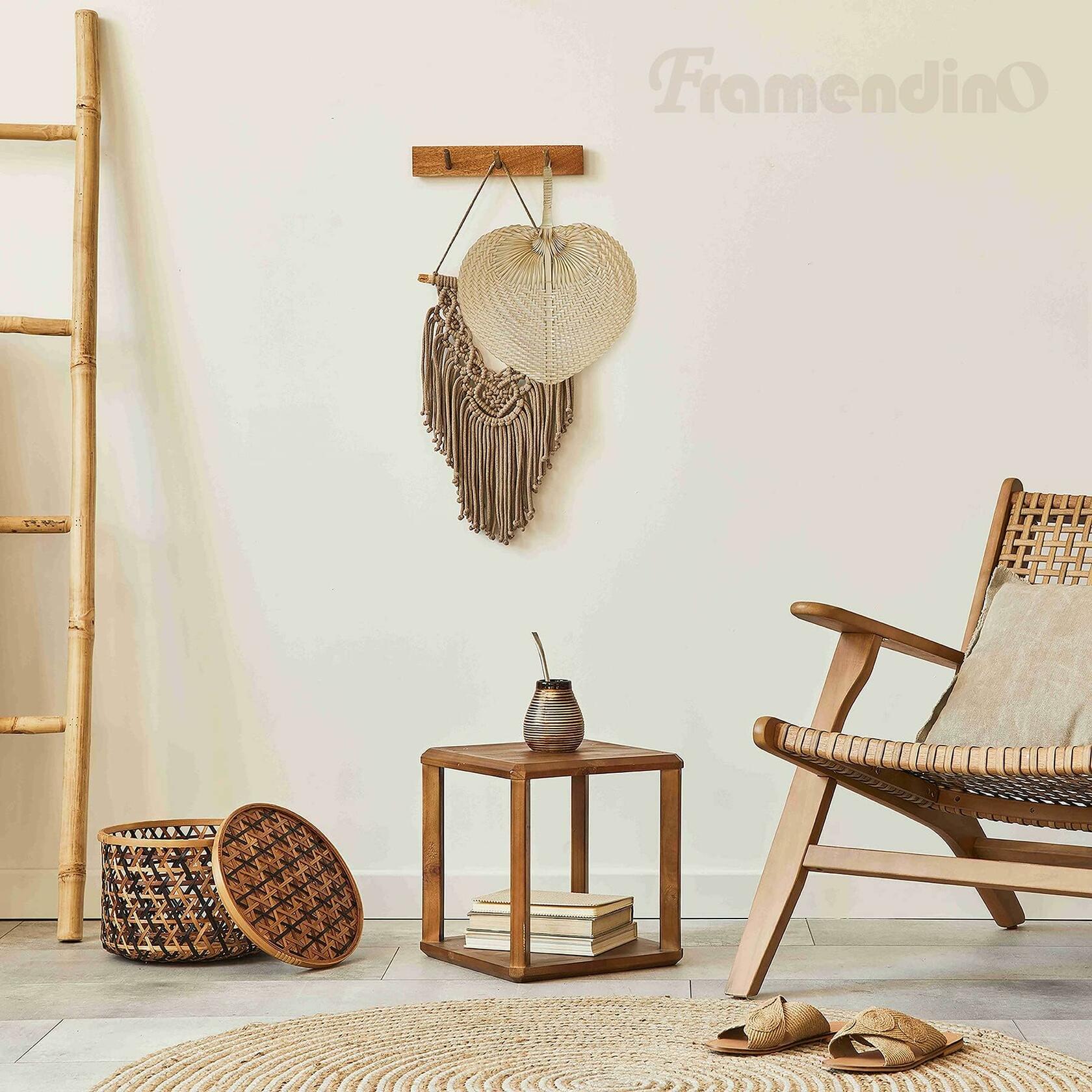 Framendino 2 Pack Natural Raffia Palm Leaf Bamboo Fans Handmade