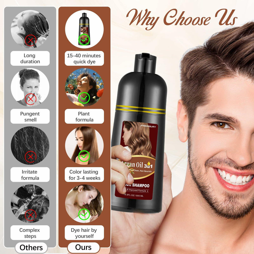 Mxvbaty Hair Dye Shampoo 3 in 1 Dark Wine Red 16.9 Fl Oz Argan Oil