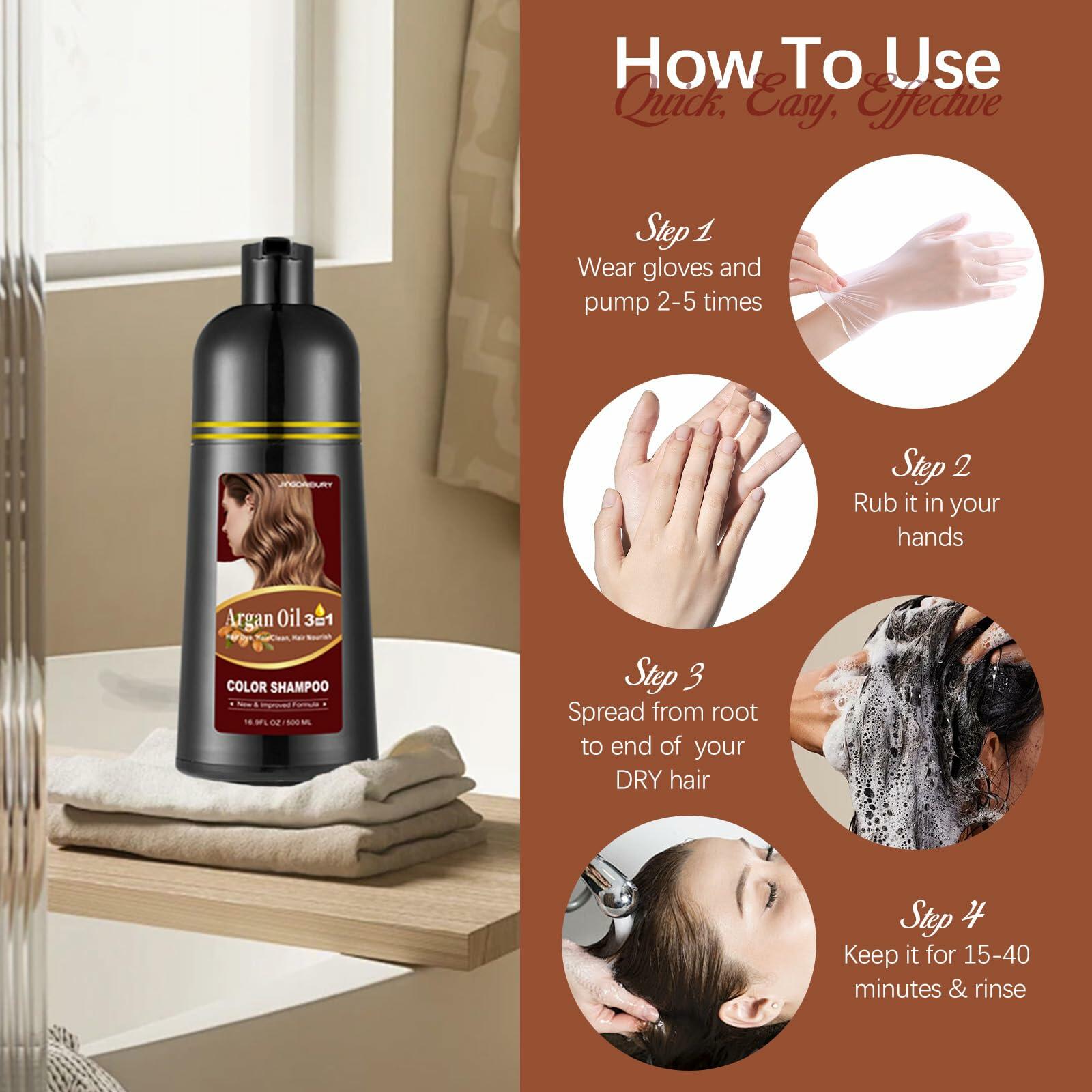 Mxvbaty Hair Dye Shampoo 3 in 1 Dark Wine Red 16.9 Fl Oz Argan Oil