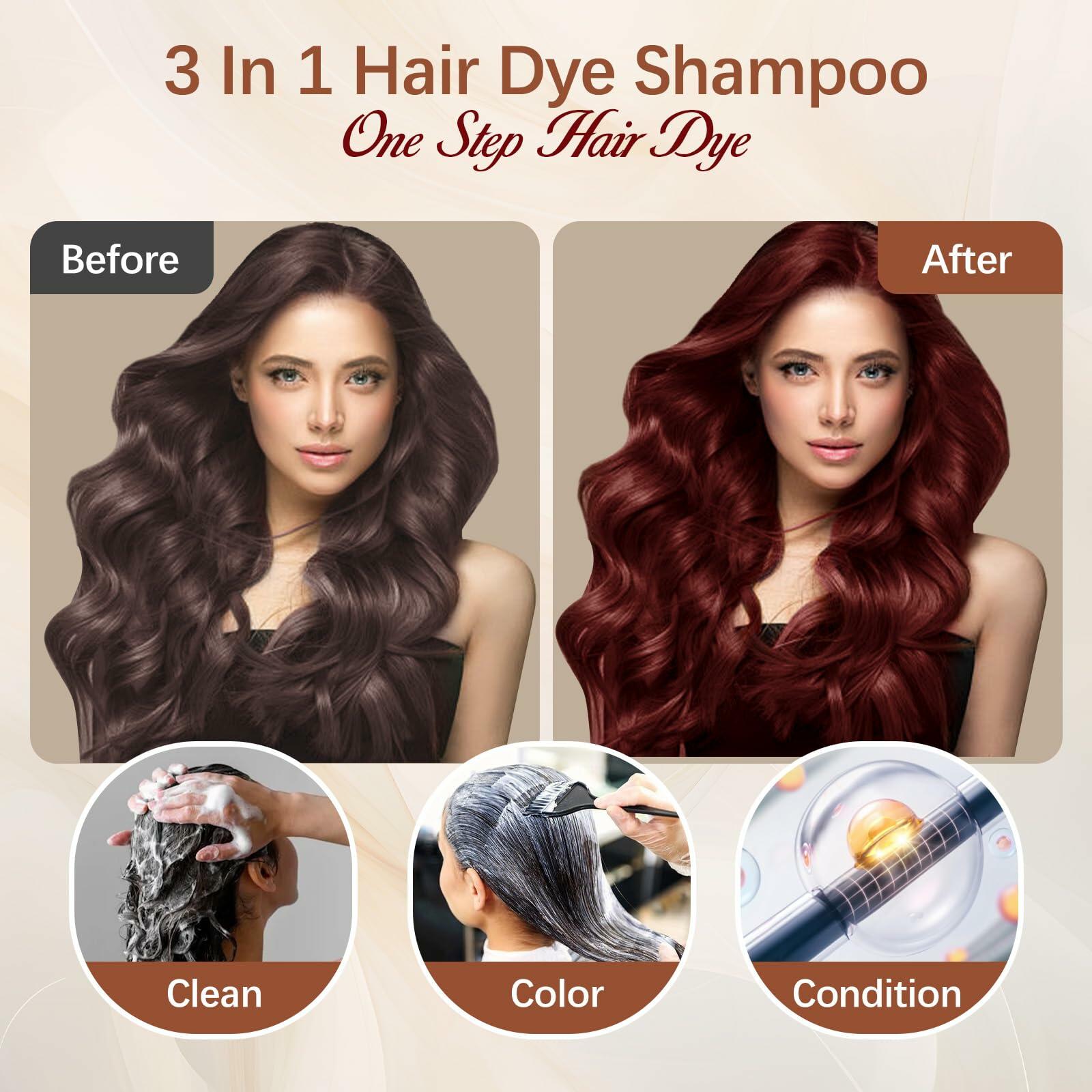 Mxvbaty Hair Dye Shampoo 3 in 1 Dark Wine Red 16.9 Fl Oz Argan Oil
