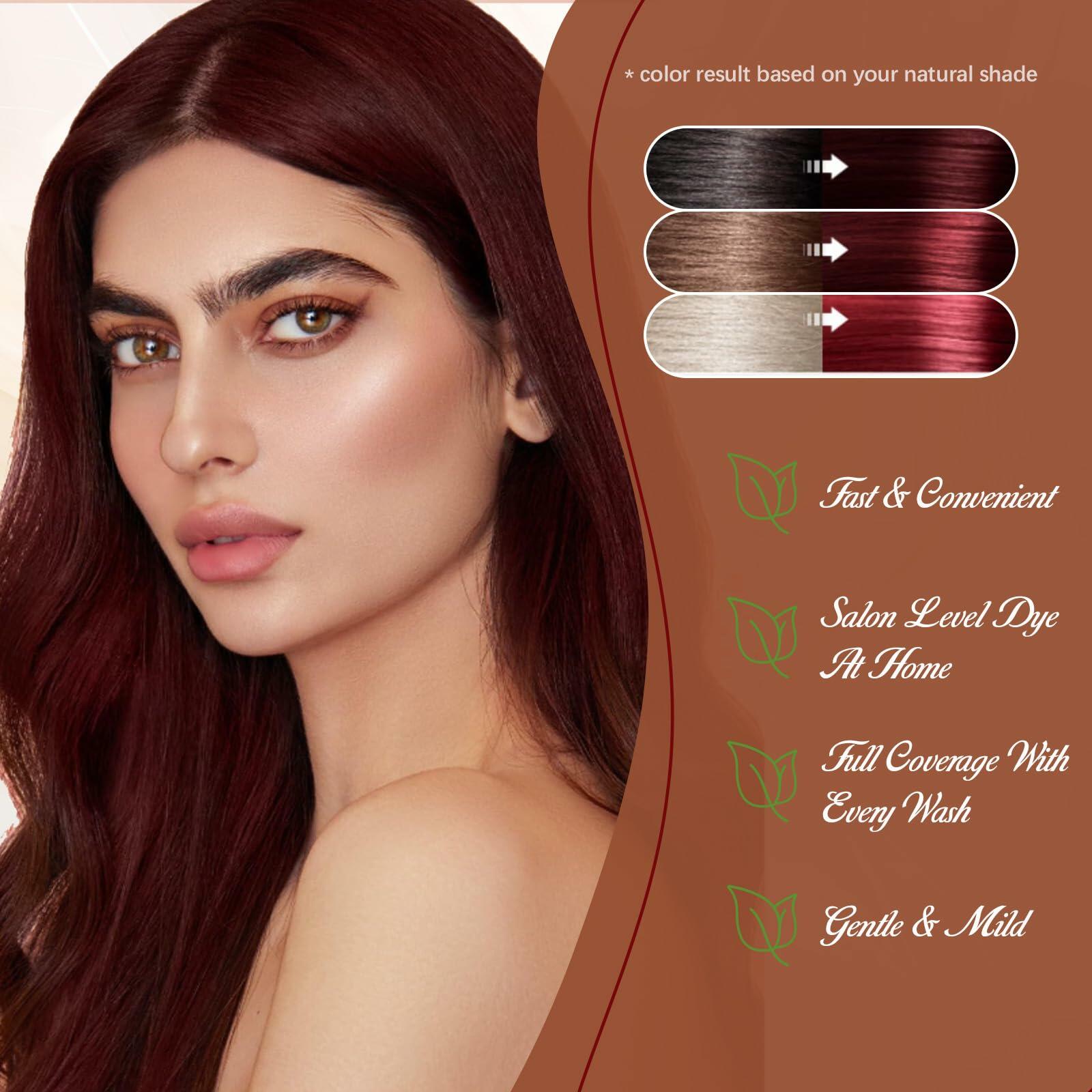 Mxvbaty Hair Dye Shampoo 3 in 1 Dark Wine Red 16.9 Fl Oz Argan Oil