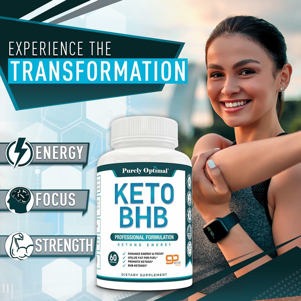 Purely Optimal Keto BHB Capsules Exogenous Ketone Pills 60 Count