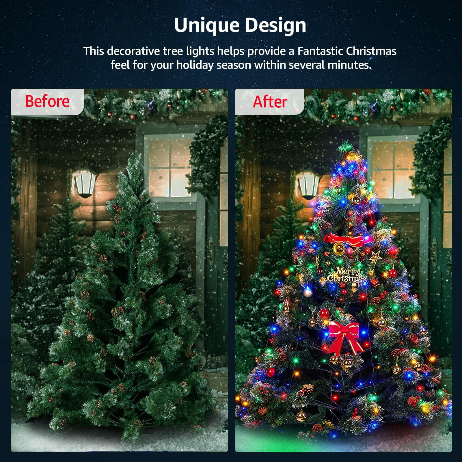 DEPMEM 396LED 10-Line Christmas Tree Lights 8 Modes Multicolor 6-10ft