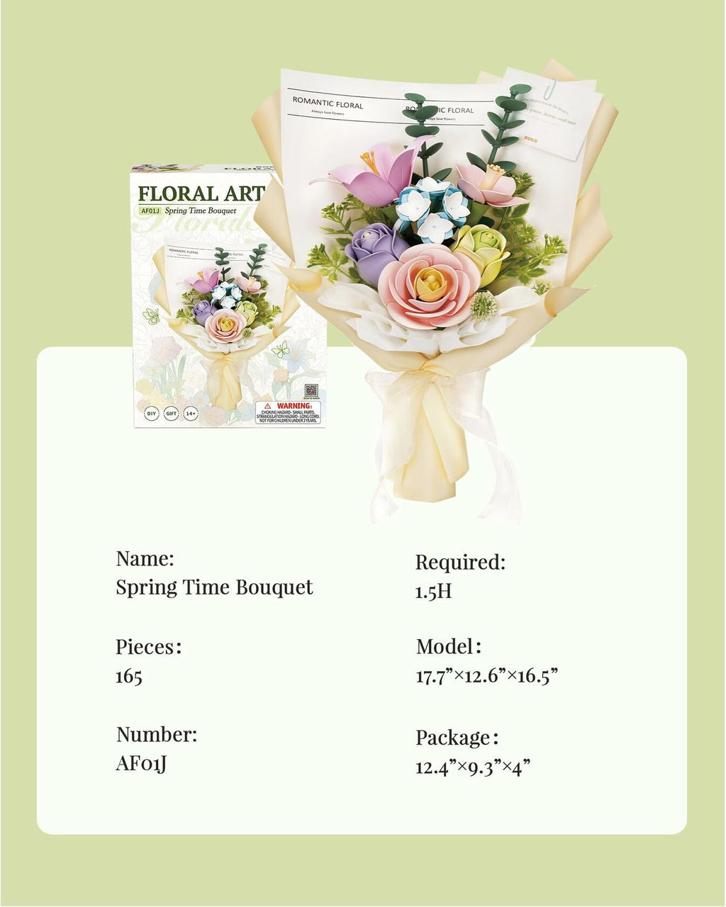 ROKR 3D Bouquet Flower Puzzle Kit DIY Floral Yellow Plastic 6 Pieces