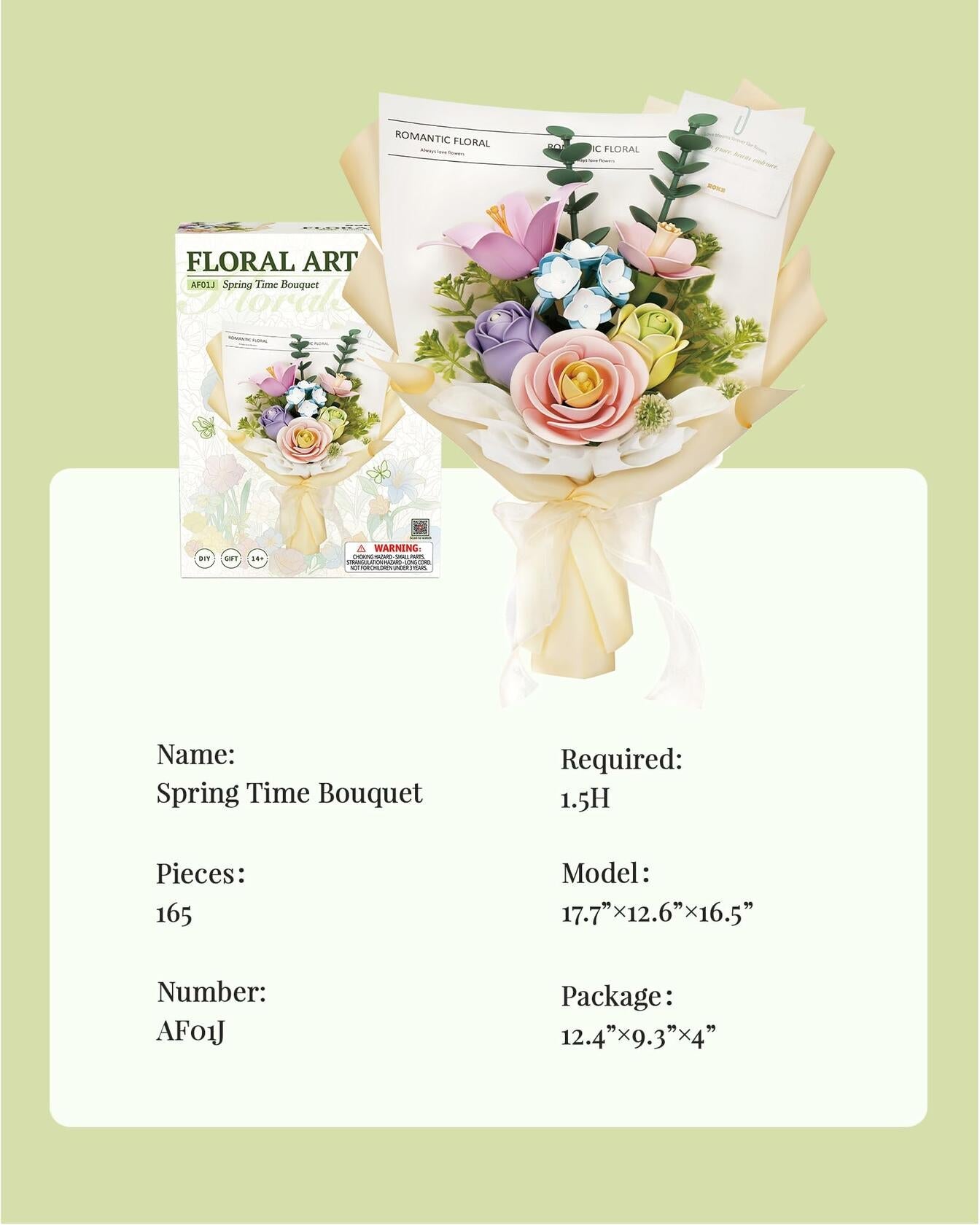 ROKR 3D Bouquet Flower Puzzle Kit DIY Floral Yellow Plastic 6 Pieces
