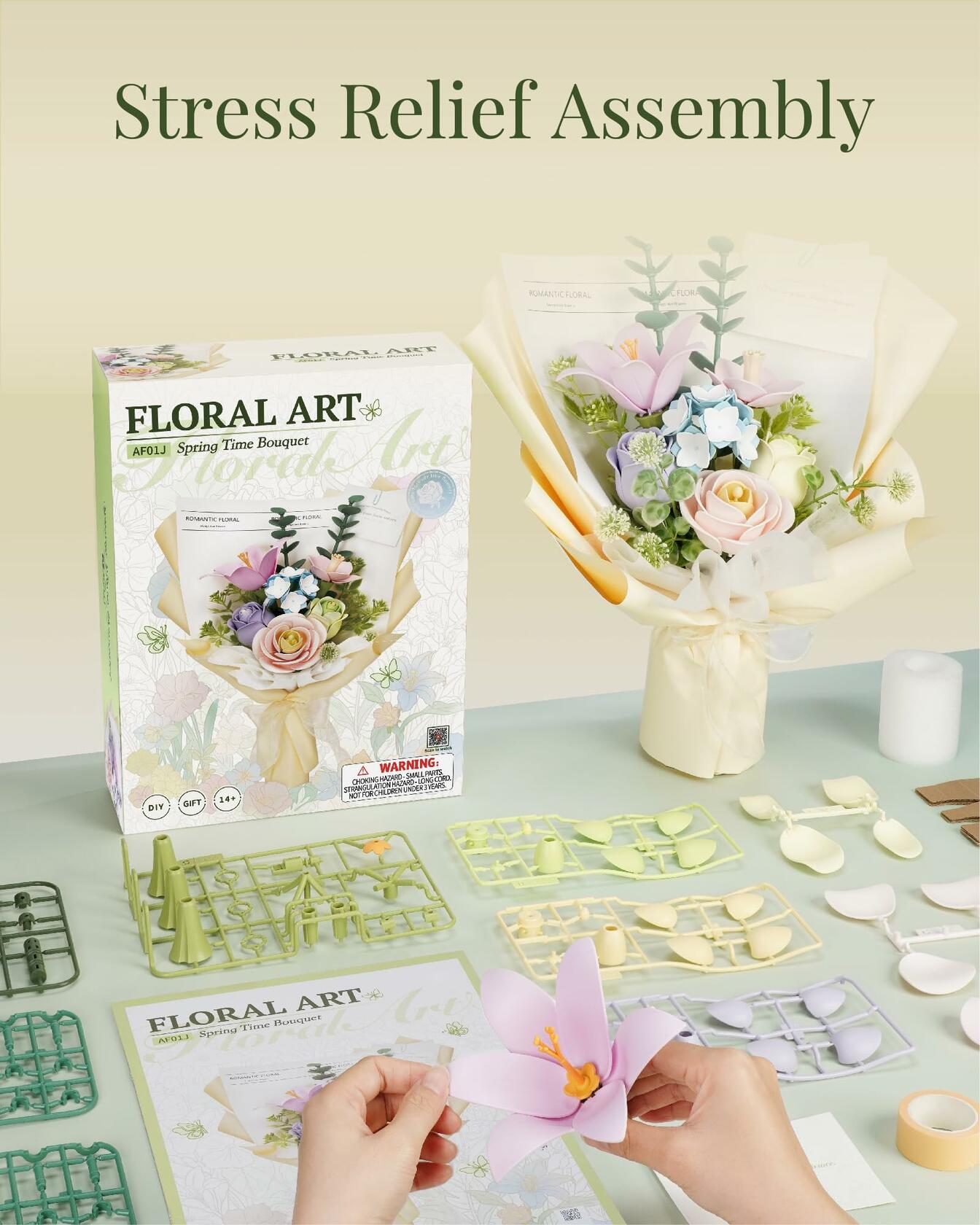 ROKR 3D Bouquet Flower Puzzle Kit DIY Floral Yellow Plastic 6 Pieces