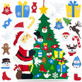 JUN-ELECTRON DIY Felt Christmas Tree Set 3.2Ft Green with Ornaments & Lights