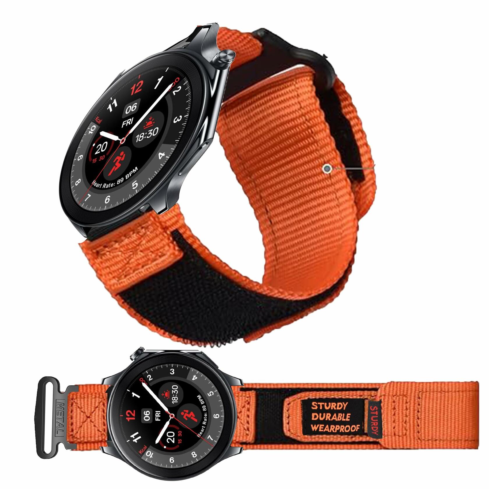 Lamshaw Compatible OnePlus Watch 2R Nylon Sports Strap Orange